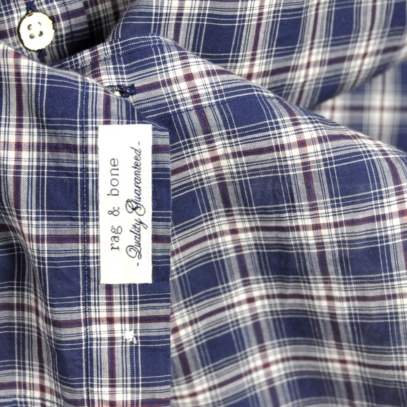 RAG & BONE Plaid Long Sleeve Shirt Men's Size 15.5 - Picture 5 of 7